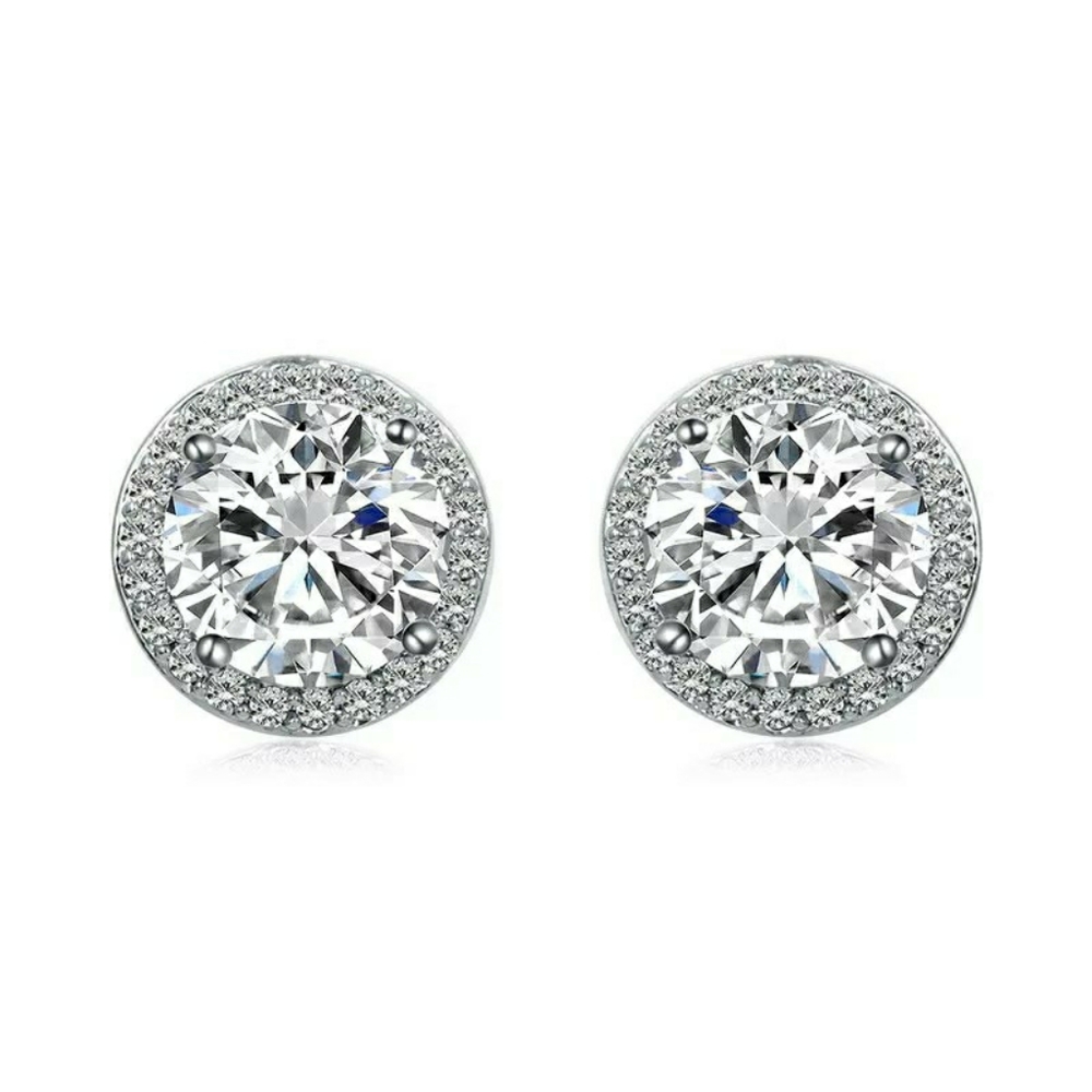 Round Simulated Diamonds Stud Earrings